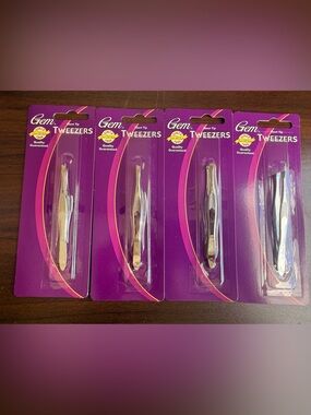 Gem Slant Tip Tweezers Lot Of 4 New